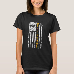 Vintage Usa Amerikanische Flagge Dachshund Hund Si T-Shirt