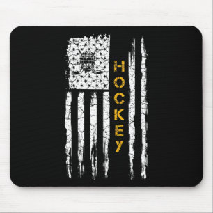Vintage-USA-Amerikanische-Flagge-Hockeyspieler-Sil Mousepad
