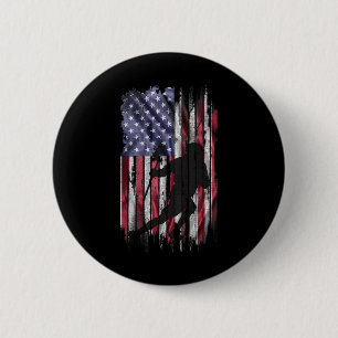 Vintage-USA-Amerikanische-Flagge-Lacrosse-Spieler- Button