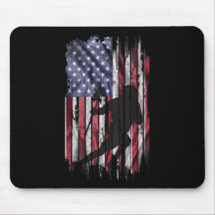 Vintage-USA-Amerikanische-Flagge-Lacrosse-Spieler- Mousepad