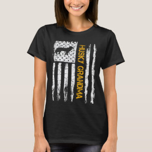 Vintage-USA-Amerikanische-Flagge-Sibirischer-Husky T-Shirt