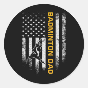 Vintage-USA-Amerikanische-Flagge-Stolzer-Federball Runder Aufkleber