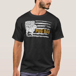 Vintage-USA-Amerikanische-Flagge-Stolzer-Pug-Hund- T-Shirt
