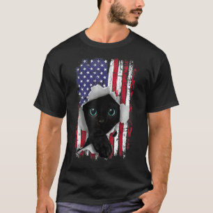 Vintage-USA-Amerikanische Flagge zerrissen schwarz T-Shirt