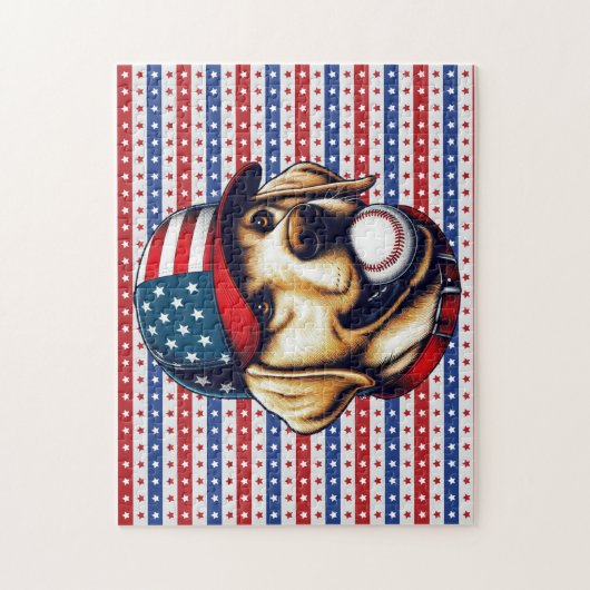Vintage, USA Baseball Labrador Puzzle (Vertikal)