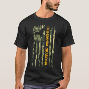 Vintage USA Camouflage Flag Proud Chihuahua Dog Gr T-Shirt