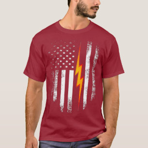 Vintage USA Elektrische amerikanische Flagge Linem T-Shirt