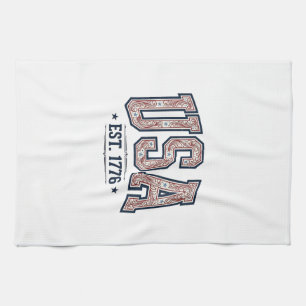 Vintage USA Est 1776 Patriotic Engraving Shirt_1 Geschirrtuch