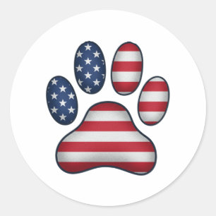 Vintage USA Flag 4. Juli Paw Print Patriotic Runder Aufkleber