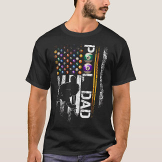 Vintage-USA-Flag-Billardspieler-stolzer-Pool-Vater T-Shirt