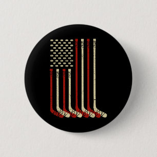 Vintage-USA-Flag-Eishockey - Lustiges Eishockey US Button