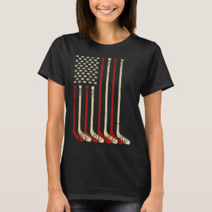 Vintage-Usa-Flag-Eishockey - Lustiges Eishockey US T-Shirt