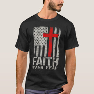 Vintage-USA-Flag Faith Over Fears Christliches Kre T-Shirt