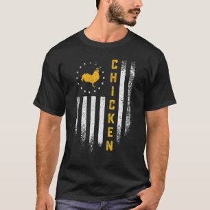 Vintage-USA-Flag-Huhn Lustiger Hahn-Farm-Silhouett T-Shirt