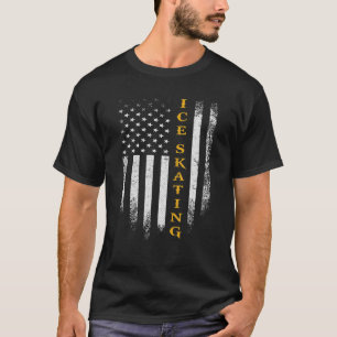 Vintage USA Flag Ice Skaten Funny Skater Abbildung T-Shirt
