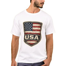 Vintage USA Flag Shield T-Shirt | Distressed Ameri