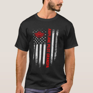 Vintage-USA-Flag Stolz Luftfahrtpilot Großvater Si T-Shirt