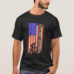 Vintage-USA-Flag Stolz Radfahrender Opa Radfahrer T-Shirt