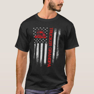 Vintage-USA-Flag-Trucker-LKW-Fahrer-Opa-Silhouette T-Shirt