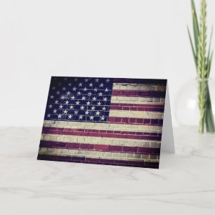 Vintage-USA-Flagge an einer Ziegelmauer Karte