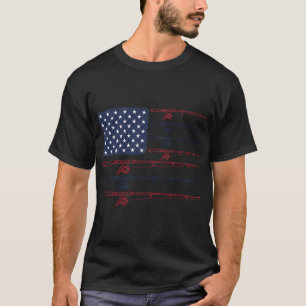 Vintage-USA-Flagge Angelruten Patriotischer Angler T-Shirt