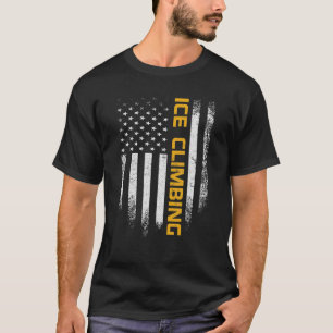 Vintage USA-Flagge Eisklettern Lustiger Bergsteige T-Shirt
