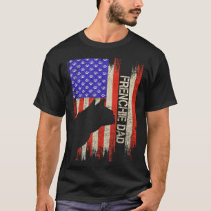 Vintage-USA-Flagge Französische Bulldogge Hund Pap T-Shirt