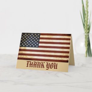 Vintage USA-Flagge Frohen Veteranentag  Dankeskarte