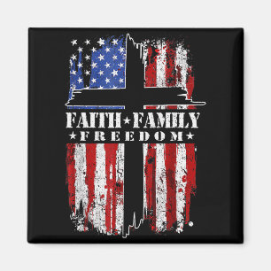 Vintage-USA-Flagge Glaube Familie Dom Patriotisch  Magnet