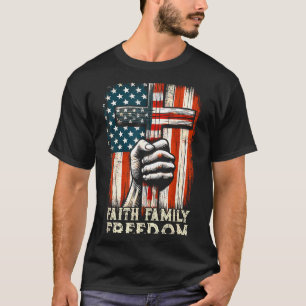 Vintage-USA-Flagge Glaube Familie Dom Patriotisch T-Shirt