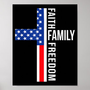 Vintage USA-Flagge Glaube Familie Freiheit Patriot Poster