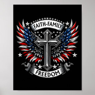 Vintage USA-Flagge Glaube Familie Freiheit Patriot Poster
