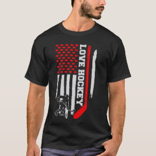 Vintage USA-Flagge Hockeyspieler, Hockeyschläger,  T-Shirt