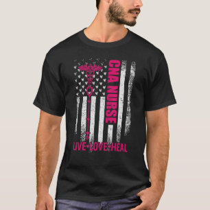 Vintage USA-Flagge Live Love Heal, stolze CNA-Kran T-Shirt