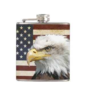 Vintage-USA-Flagge mit amerikanischem Adler Flachmann