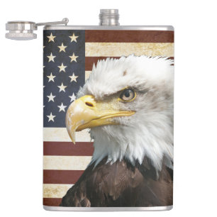 Vintage-USA-Flagge mit amerikanischer Adler-Flasch Flachmann