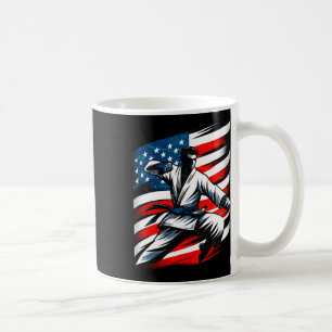 Vintage-USA-Flagge mit japanischer Kunst Karate Ma Kaffeetasse