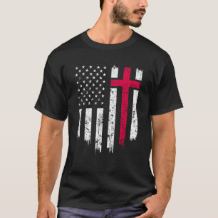 Vintage-USA-Flagge mit Kreuz im Distressed-Look Ch T-Shirt