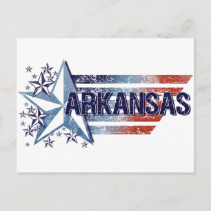 Vintage USA-Flagge mit Stern – Arkansas Postkarte