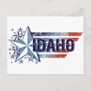 Vintage USA-Flagge mit Stern – Idaho Postkarte