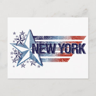 Vintage USA-Flagge mit Stern – New York Postkarte