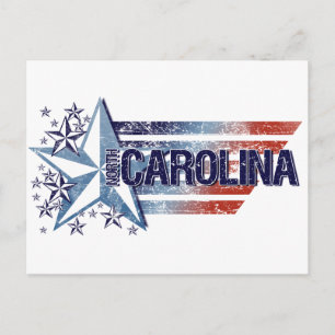 Vintage USA-Flagge mit Stern – North Carolina Postkarte