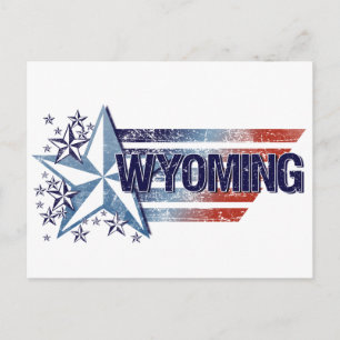 Vintage USA-Flagge mit Stern – Wyoming Postkarte