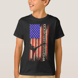 Vintage-USA-Flagge MMA-Kickbox-Kämpferin Oma Si T-Shirt