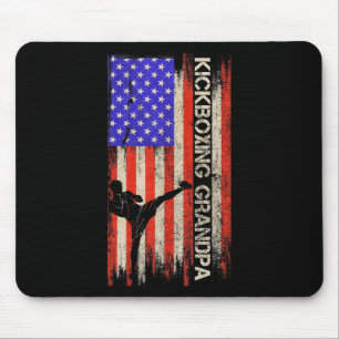 Vintage-USA-Flagge MMA-Kickboxen-Kämpfer-Opa Si Mousepad
