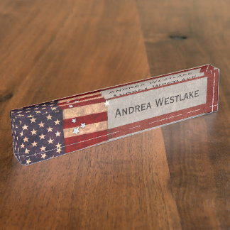 Vintage USA-Flagge Namensplakette