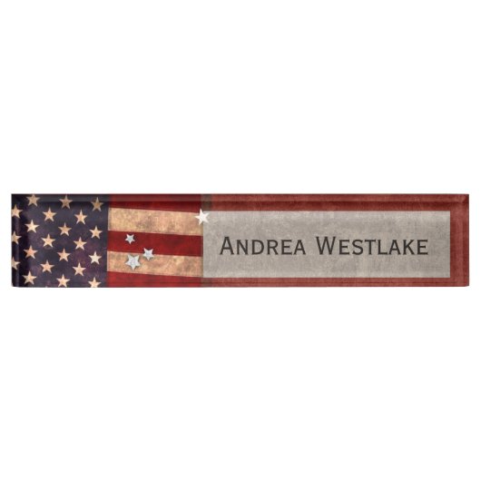 Vintage USA-Flagge Namensplakette (Vorderseite)