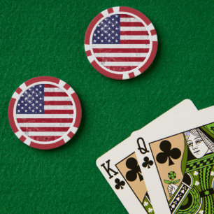 Vintage-USA-Flagge Patriotisch Amerikanisch Rot We Pokerchips