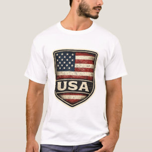 Vintage USA Flagge Schild T-Shirt   Abgenutzt Amer