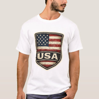 Vintage USA Flagge Schild T-Shirt | Abgenutzt Amer